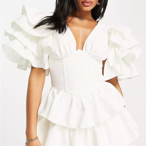 ASOS Luxe Dresses & Skirts - ASOS LUXE 🌸Jacquard🌸 Ruffle Sleeve Pep Corset Mini Dress & Global Glamour …